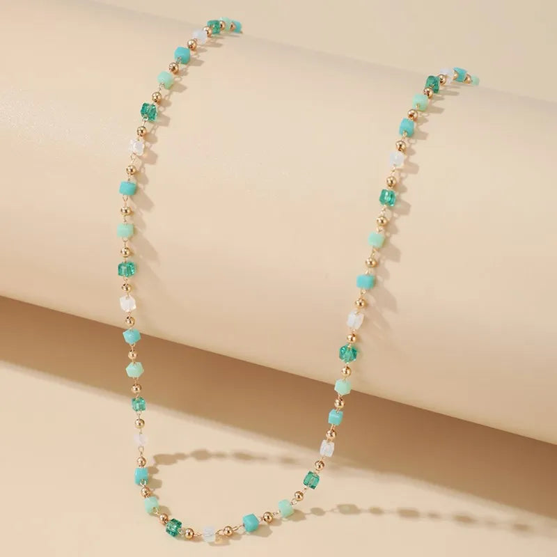 Necklace for Women Bohemian Colorful Beaded Fashion Jewelry Set On The Neck Party  Choker Chain  Femme Handwork Gift Daily Heritage Chic