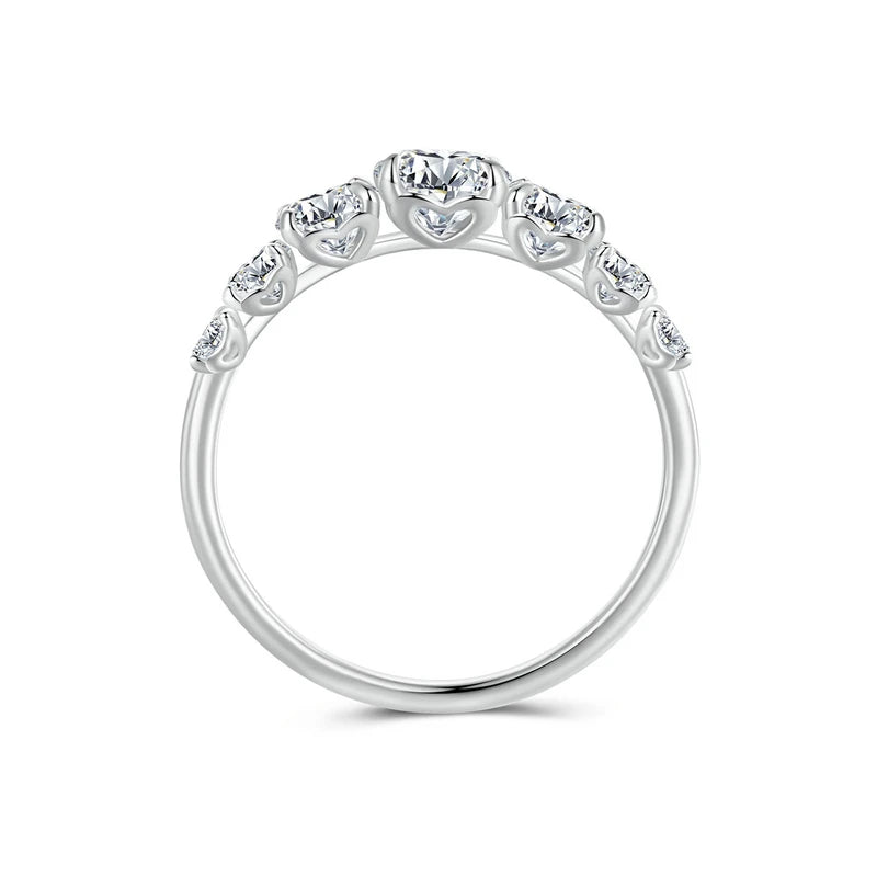 Bague moissanite 1.4CT – Argent 925 – 7 pierres coupe ronde VVS1