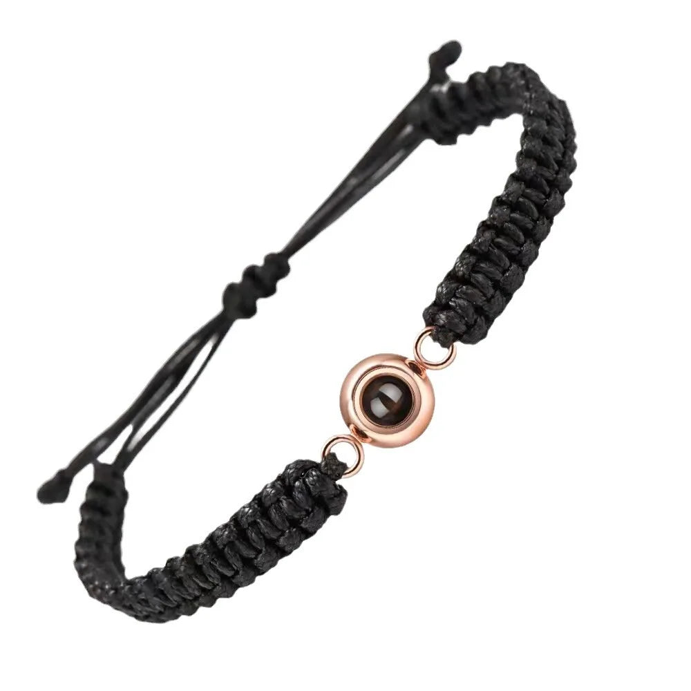 bracelet personnalisé projection photo noir, acier inoxydable